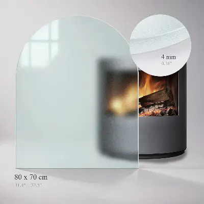 Kamin Glasplatte in semitransparenter semiovaler Ausführung