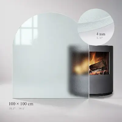 Kamin Glasplatte in semitransparenter semiovaler Ausführung