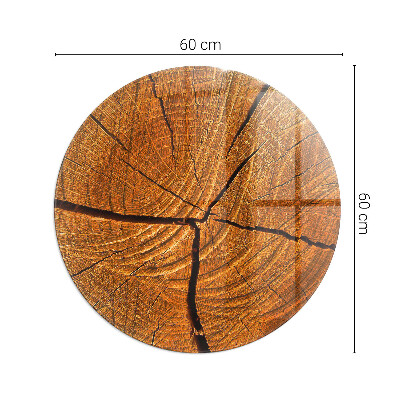 Vorlegeplatte für Kaminöfen rund Holzmaserung im Querschnitt