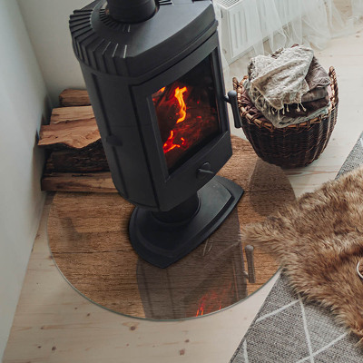 Vorlegeplatte für Kaminöfen rund Natürliches Holzmuster