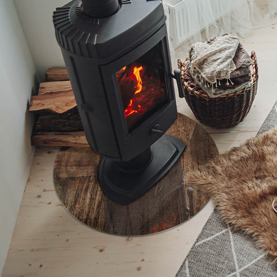 Glasplatte für Kaminöfen rund Natürliches Holzmuster