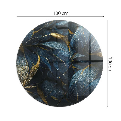 Glasplatte für Kaminöfen rund Elegante Blätter in Textur