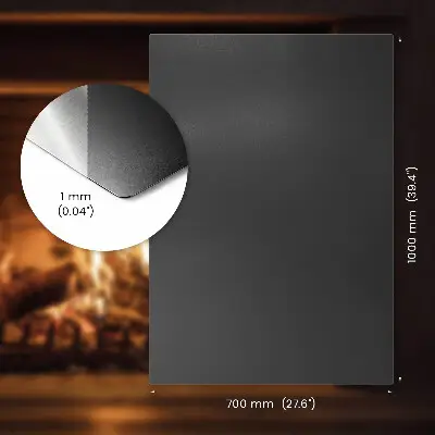 Rechteckige Vorlegeplatte für Kaminöfen schwarz aus Metall