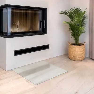 Glasplatte für Kamin rechteckige Ausführung in semitransparenter Optik