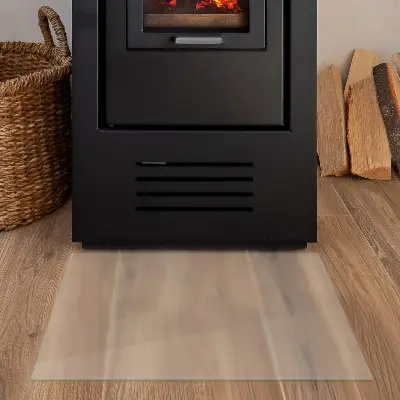 Glasplatte für Kamin rechteckige Ausführung in semitransparenter Optik