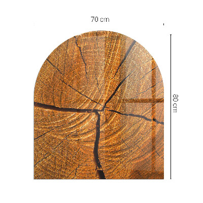 Glas unter Kamin halboval Holzmaserung im Querschnitt