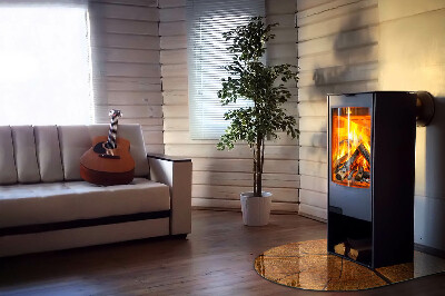 Glas unter Kamin halboval Holzmaserung im Querschnitt