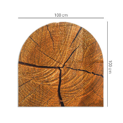 Glas unter Kamin halboval Holzmaserung im Querschnitt
