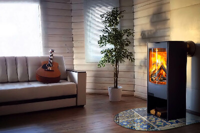 Glasplatte für Kamin halboval Keramikfliesenmuster