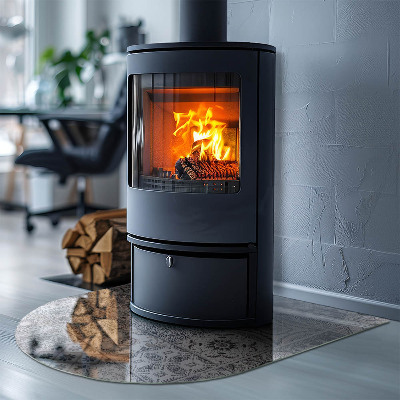 Glas unter Kamin halboval Dekorative Fliesenmuster