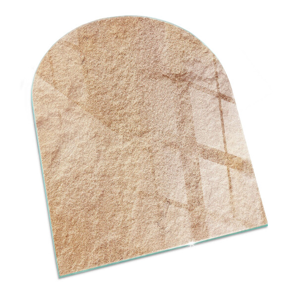 Glas unter Kamin halboval Natursteinstruktur