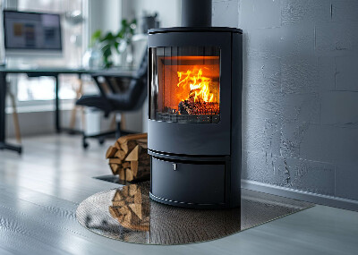 Glasplatte für Kamin halboval Lochblechmuster