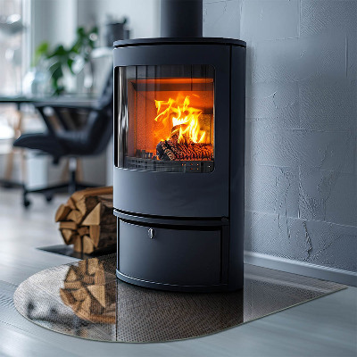 Glasplatte für Kamin halboval Lochblechmuster