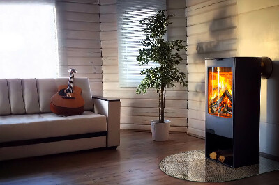 Glasplatte für Kamin halboval Lochblechmuster