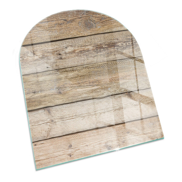 Glasplatte für Kamin halboval Holzbrett im Layout