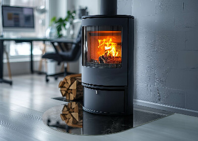 Glasplatte für Kamin halboval Elegantes Marmormuster