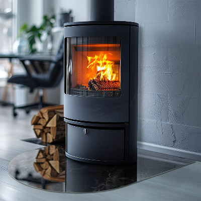Glasplatte für Kamin halboval Elegantes Marmormuster