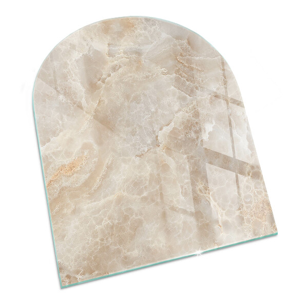 Glas unter Kamin halboval Natursteinmuster