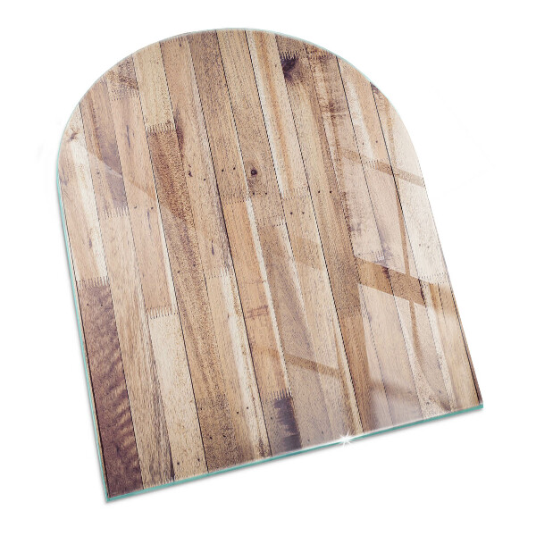 Glasplatte für Kamin halboval Holzbrett im Layout