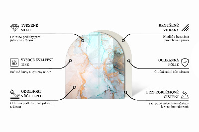 Glasplatte für Kamin halboval Holzbrett im Layout