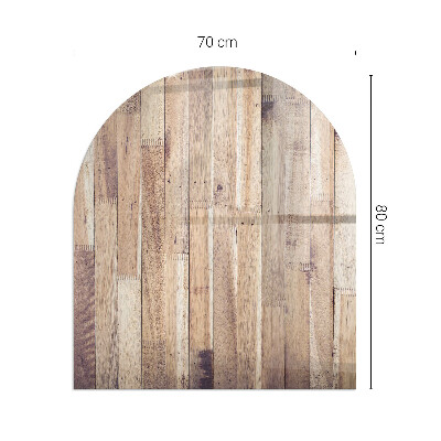 Glasplatte für Kamin halboval Holzbrett im Layout