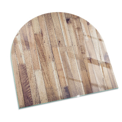 Glasplatte für Kamin halboval Holzbrett im Layout