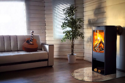Glasplatte für Kamin halboval Holzbrett im Layout
