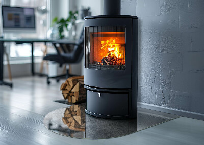 Glas unter Kamin halboval Rohe Oberflächenstruktur