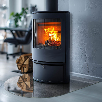 Glas unter Kamin halboval Rohe Oberflächenstruktur