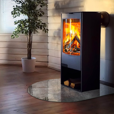 Glas unter Kamin halboval Rohe Oberflächenstruktur