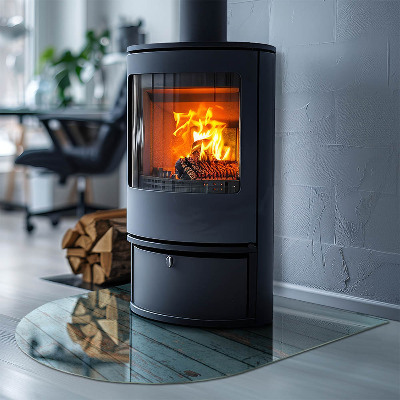 Glas unter Kamin halboval Bretter im rustikalen Stil