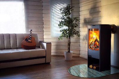 Glas unter Kamin halboval Bretter im rustikalen Stil