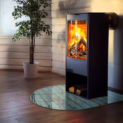 Glas unter Kamin halboval Bretter im rustikalen Stil