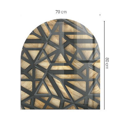 Glasplatte für Kamin halboval Geometrie mit Holz