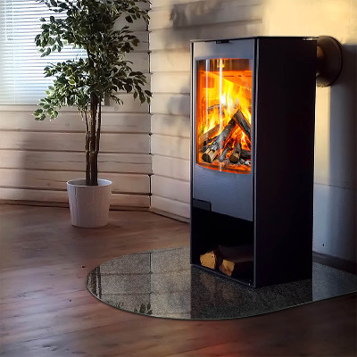 Glas unter Kamin halboval Steinoberflächenstruktur