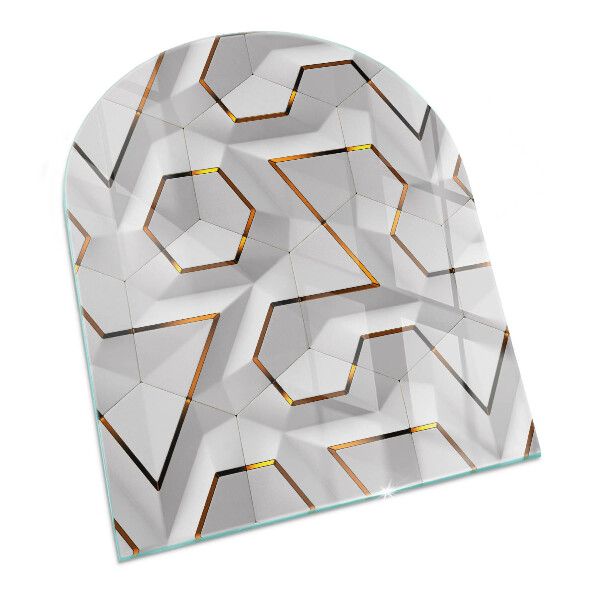 Glas unter Kamin halboval Geometrisches 3D-Muster
