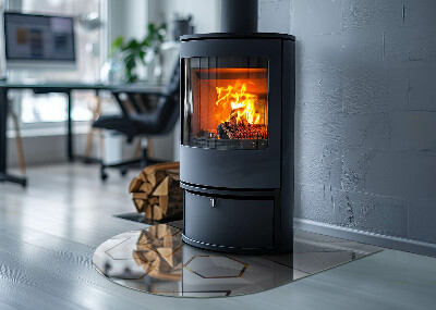 Glas unter Kamin halboval Geometrisches 3D-Muster