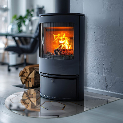 Glas unter Kamin halboval Geometrisches 3D-Muster