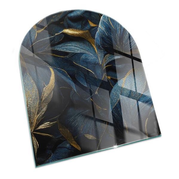 Glasplatte für Kamin halboval Elegante Blätter in Textur