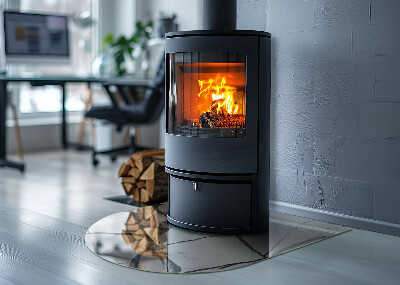 Glasplatte für Kamin halboval Marmor-Ader-Muster