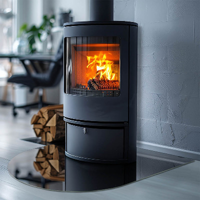 Glas unter Kamin halboval Farbe: Dunkles Graphit