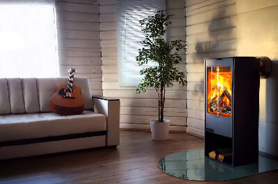 Glasplatte für Kamin halboval Meeresfarbe