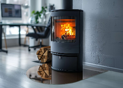 Glasplatte für Kamin halboval Farbe Braun