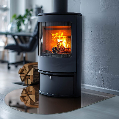 Glasplatte für Kamin halboval Farbe Braun