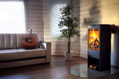 Glas unter Kamin halboval Farbe Dunkelblau