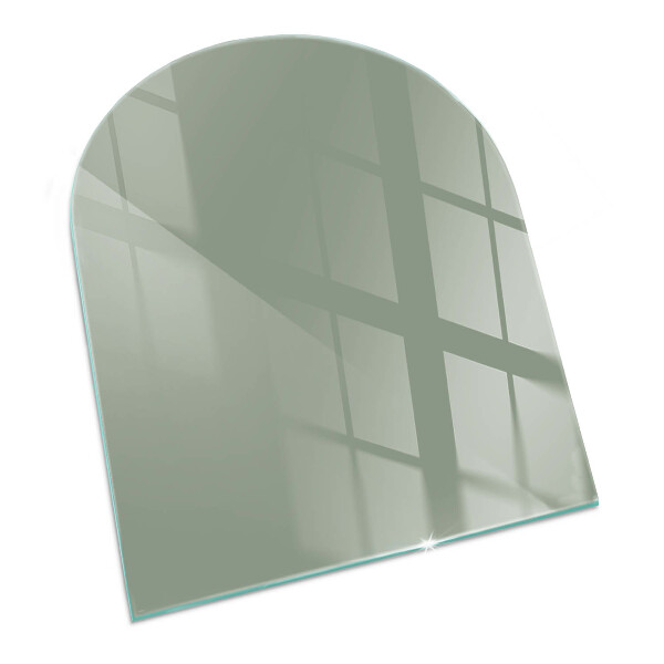 Glas unter Kamin halboval Farbe graugrün