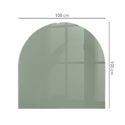 Glas unter Kamin halboval Farbe graugrün