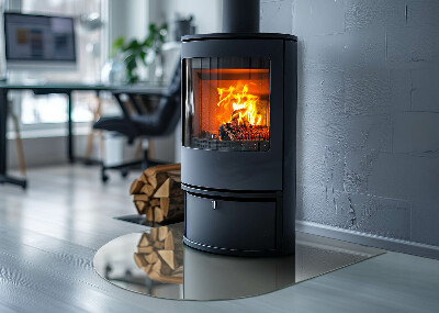 Glasplatte für Kamin halboval Farbe Graugrün