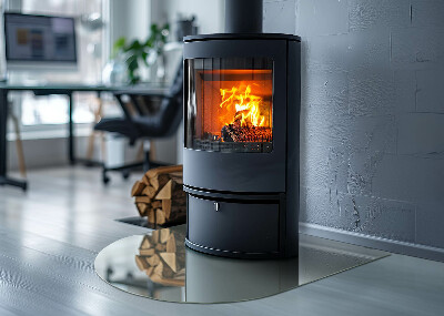 Glas unter Kamin halboval Farbe Hellgrün