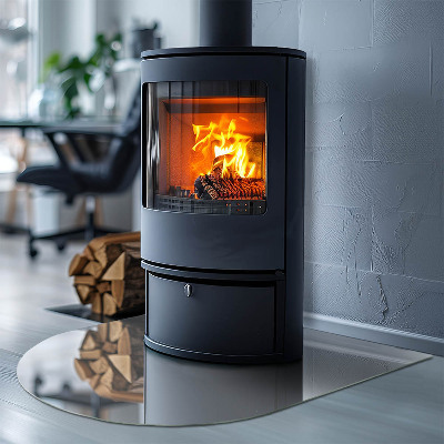 Glasplatte für Kamin halboval Farbe: Grau